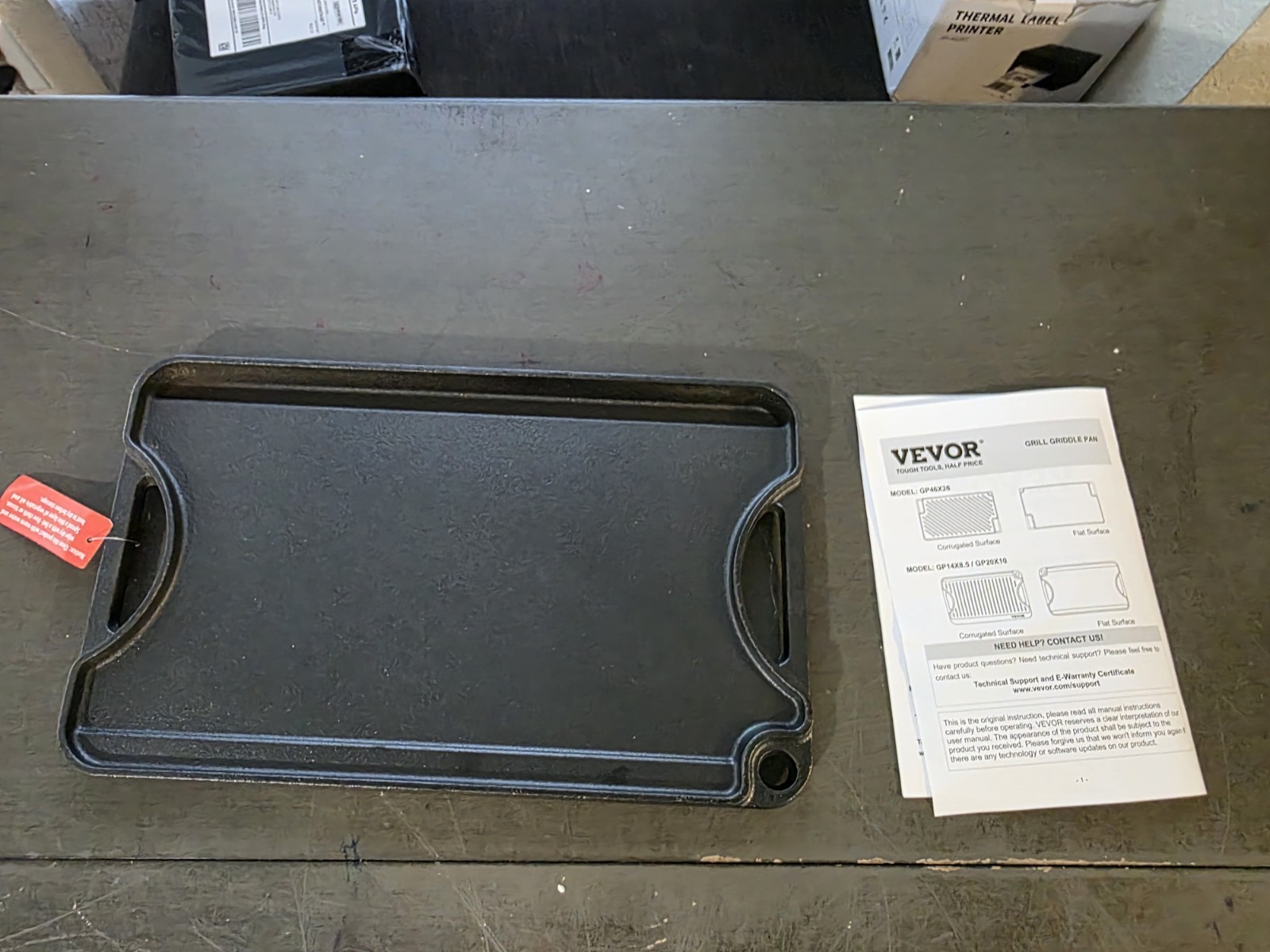 VEVOR Reversible Grill/Griddle, 14×8.5 inch Pre-Seasoned Cast Iron Griddle, Port
