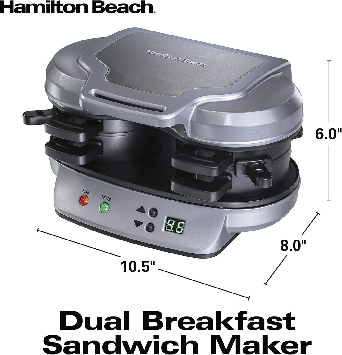 1200 Watts Dual Breakfast Sandwich Maker with Timer for Home 120 Volts NEW