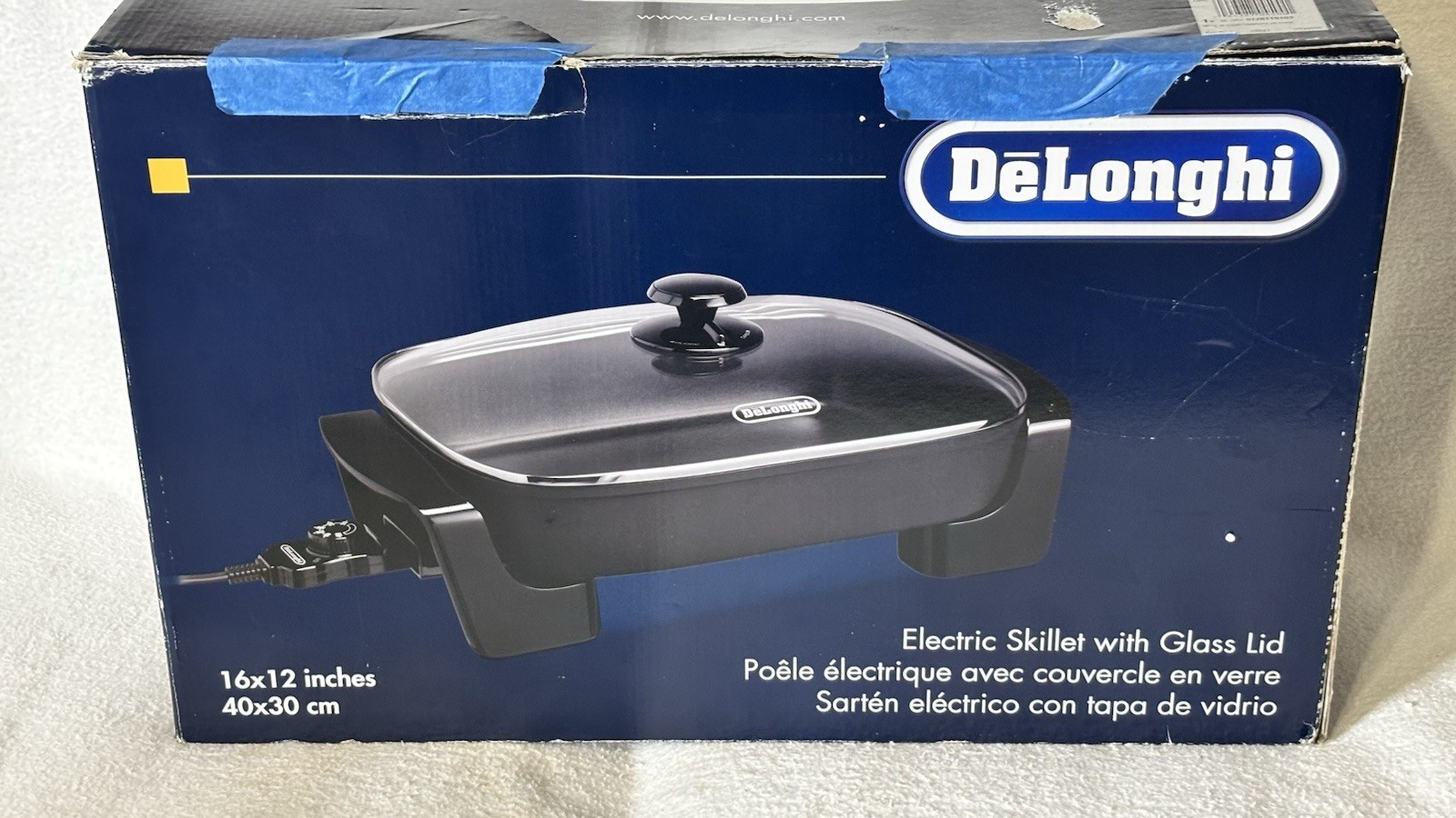 delonghi Electric Skillet Indoor Grill With Tempered Glass Lid Black,Great Con.