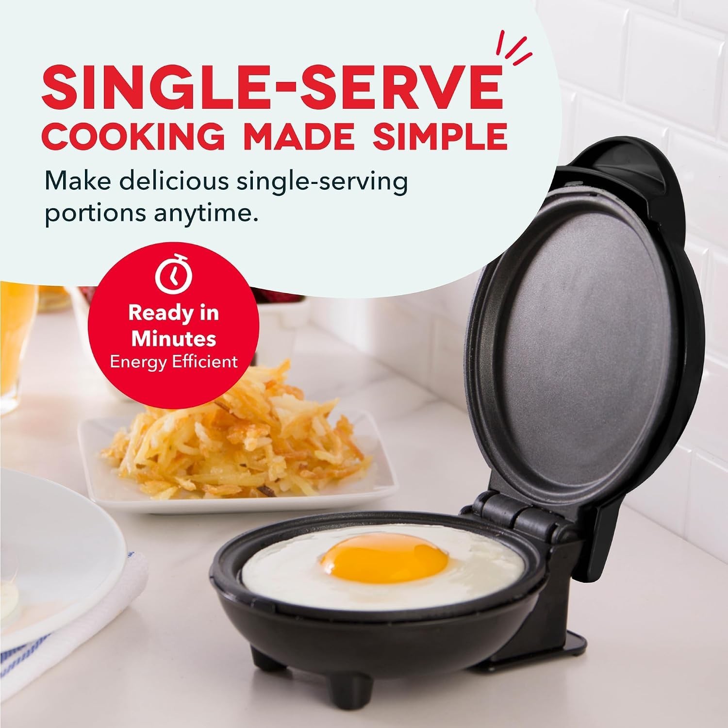 Mini Maker Griddle, 4 Inch Nonstick Cooking Surface, Black | Compact Electric…