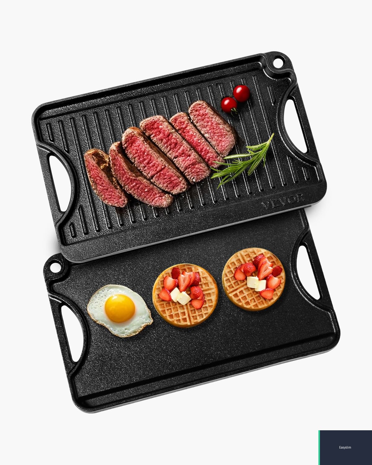 Cast Iron Reversible Griddle Grill 14 x 8.5 Pre-Seasoned Black