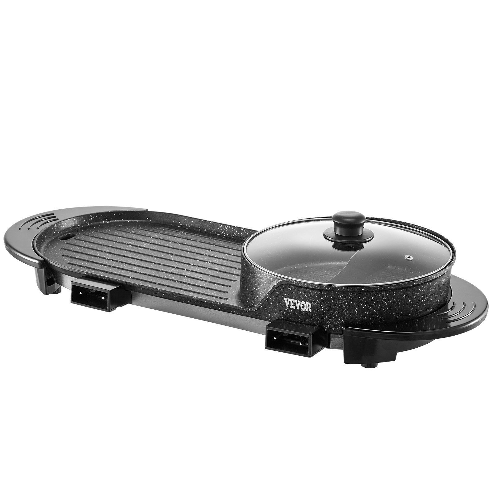 2-in-1 2200W Electric Indoor Smokeless Grill and Hot Pot for 1 to 6 Individuals