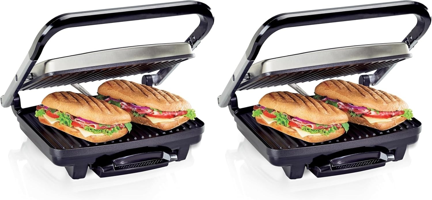 Panini Press Sandwich Maker & Electric Indoor Grill Floating Hinge Evenly Cooks