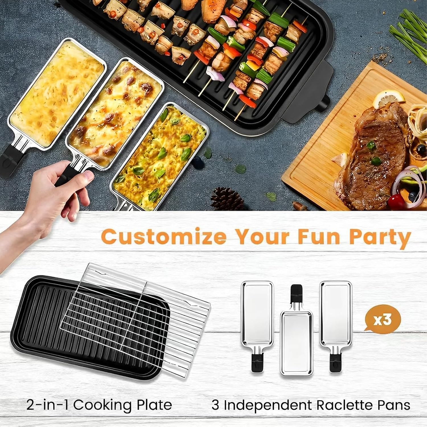 Compact 1700W Indoor BBQ Grill with Removable Non-Stick Plate – Easy Clean