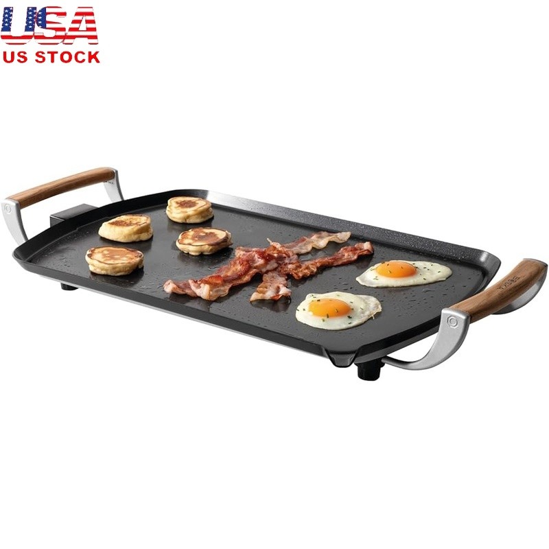 Electric Grill Nonstick Adjustable Temperature Fast Heating 14×22 Inch Surface
