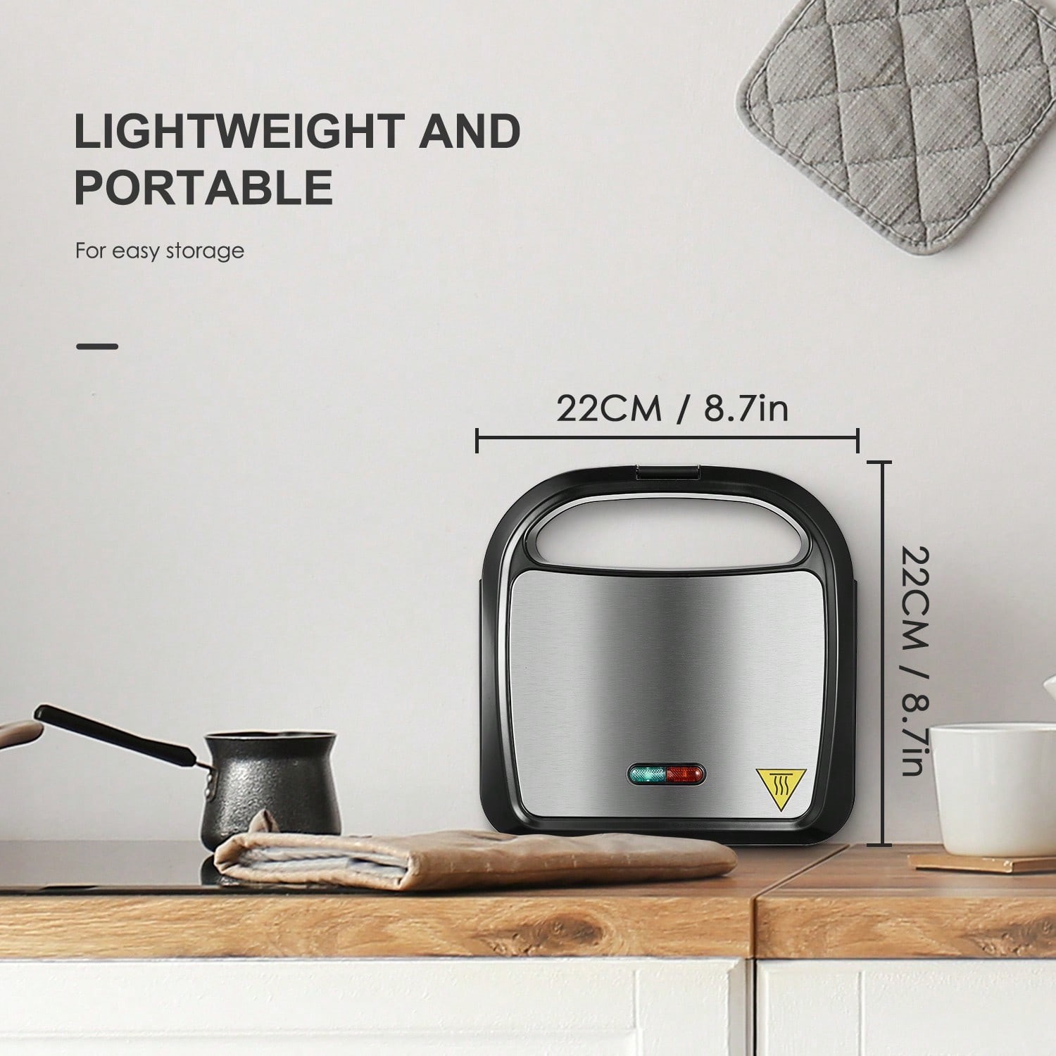 Electric Sandwich Maker & Panini Grill, Fast Heating with Indicator Lights