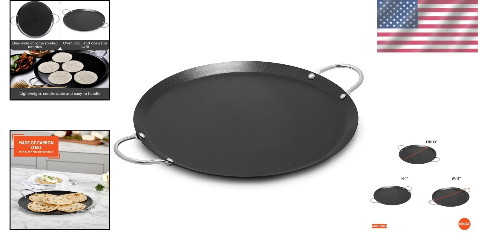 Versatile 13.5in Carbon Steel Comal with Nonstick Coating – Ideal for Breakfast