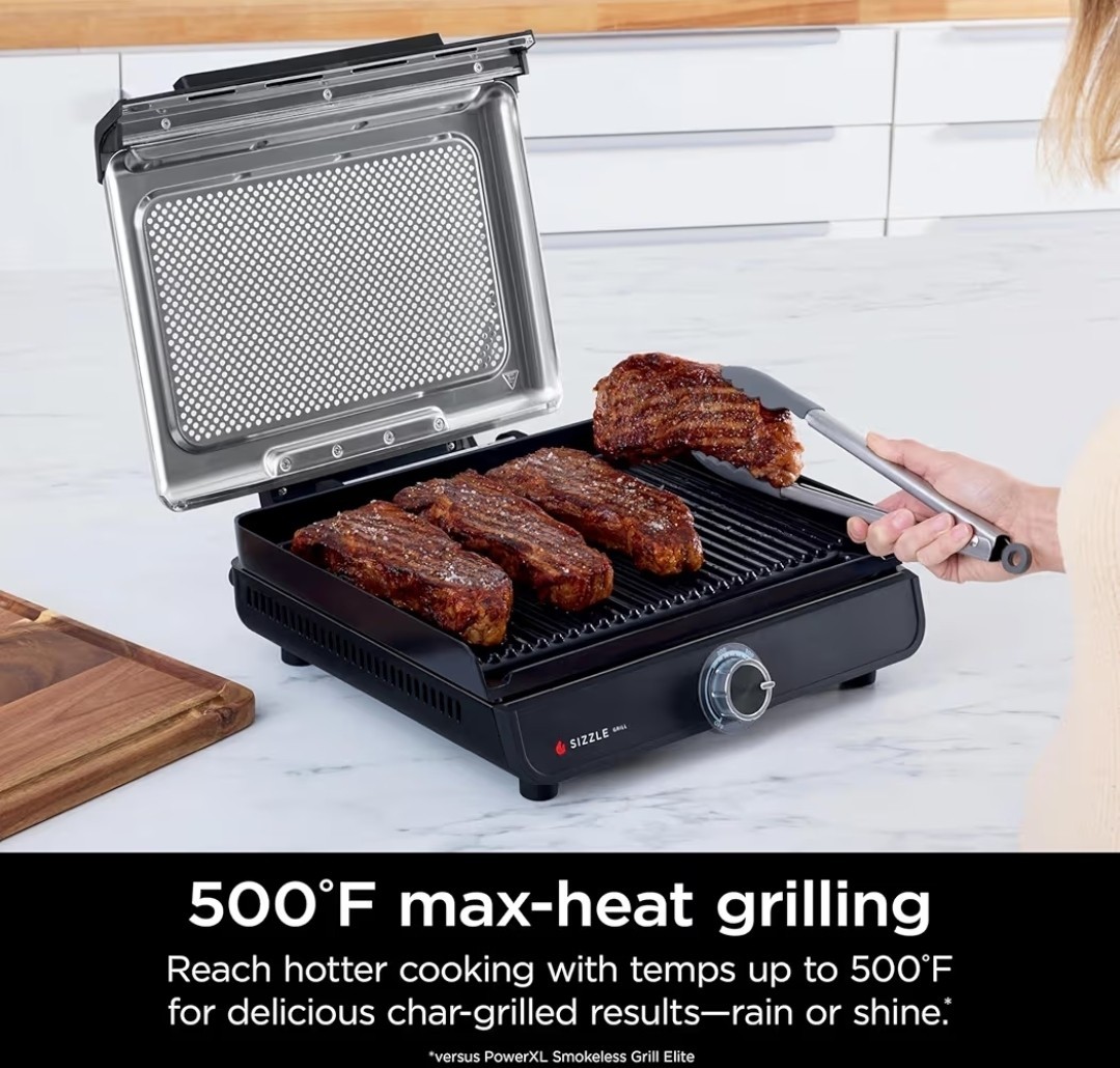 Ninja GR100 Sizzle Smokeless Indoor Grill with Nonstick Grill Plate