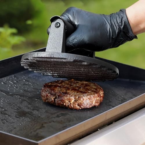 onlyfire 6 Inch Heavy-Duty Cast Iron Grill Press | Smash Burger Press Meat Steak