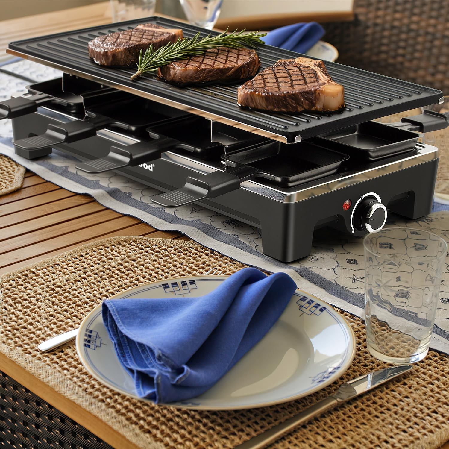 Raclette Grill, Techwood Electric Table Indoor Grill Korean BBQ Matte Black