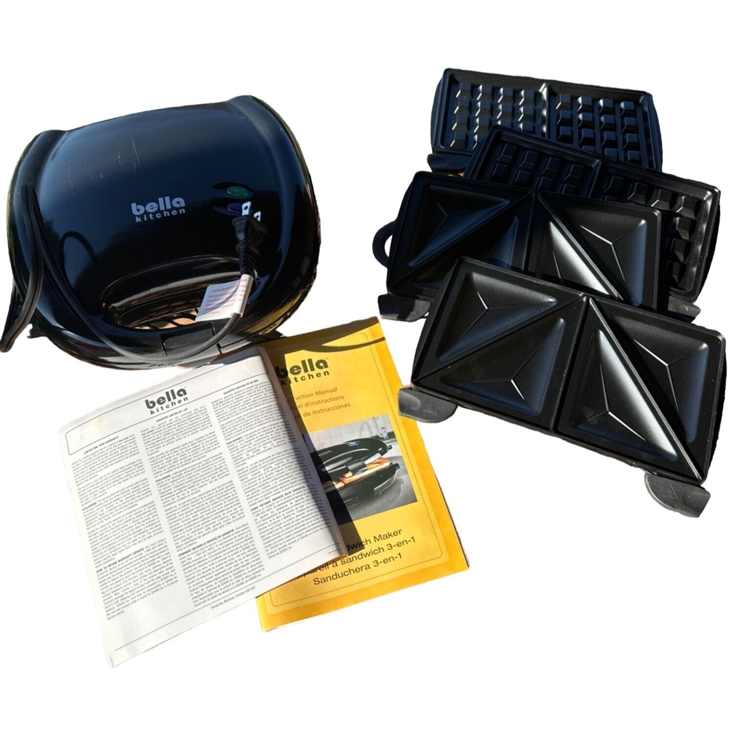 Bella Kitchen/Sensio Inc. 3-IN-1 Sandwich Maker w/Waffle Sandwich Grill Plates