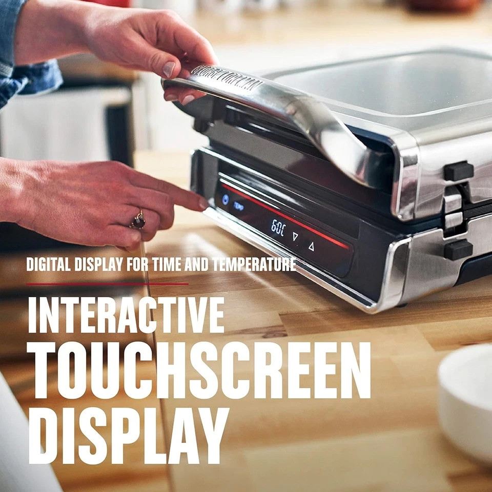 GRD6090B Smokeless Digital Grill – Family Size for 4-6 Servings, Stainless Steel