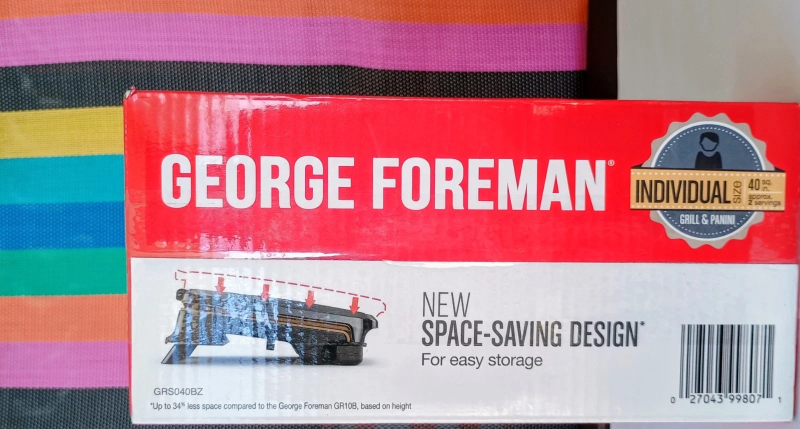 George Foreman 2-Serving Classic Plate Electric Grill Panini Press GRS040B