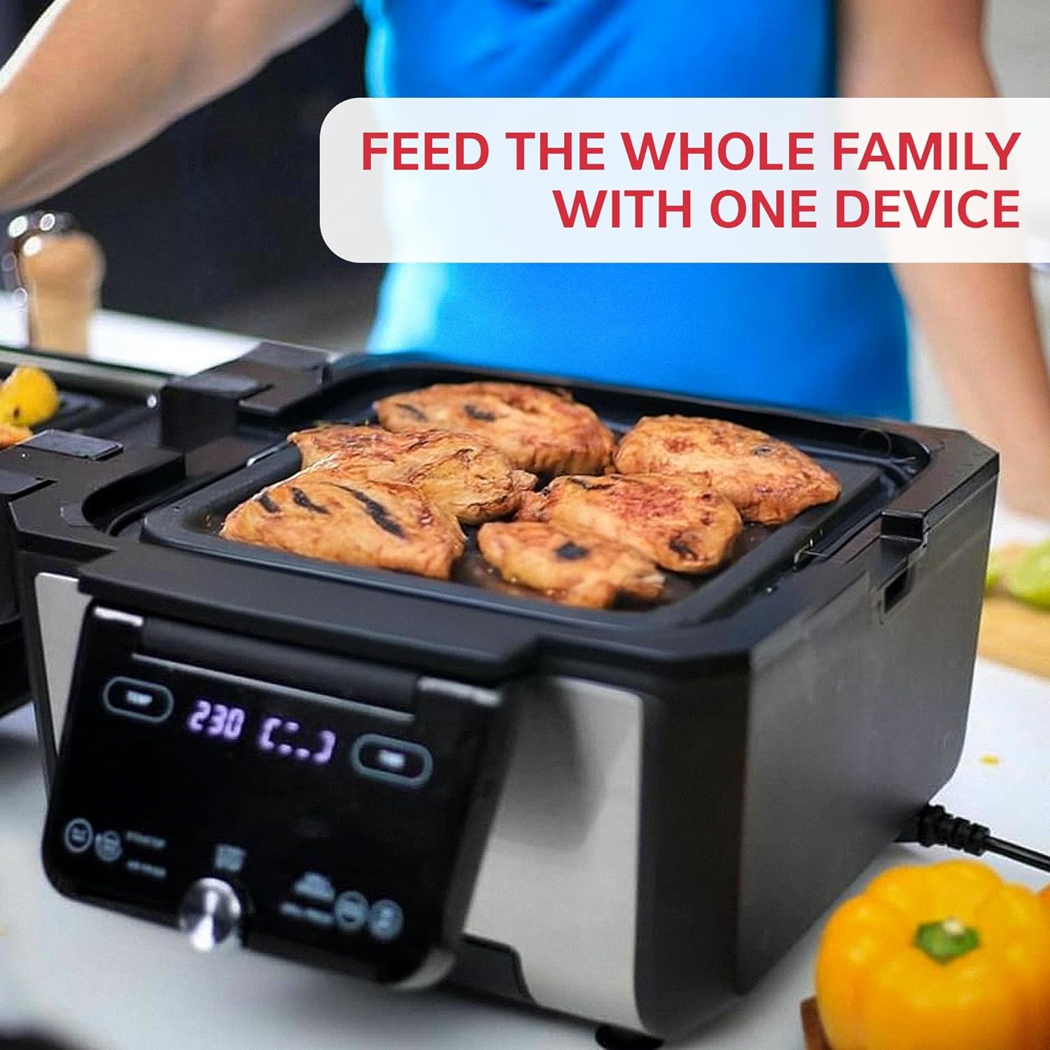 Foodgenie Gourmax Pro One Cooking Device-All-in-One Oven, Smokeless Grill,1500W
