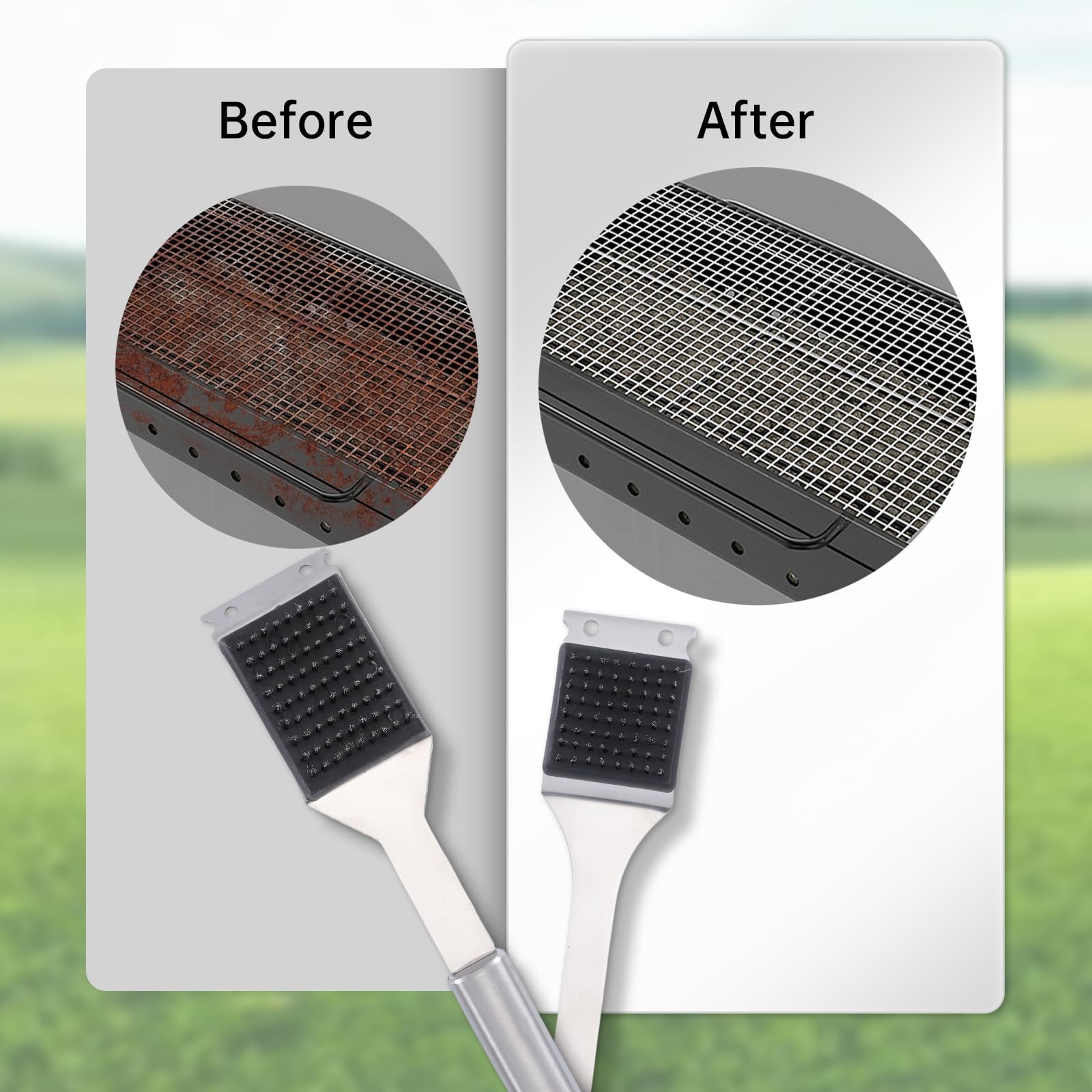 2 Pack Grill Brush and Scraper, 16.5” & 14” Wire BBQ for Silver