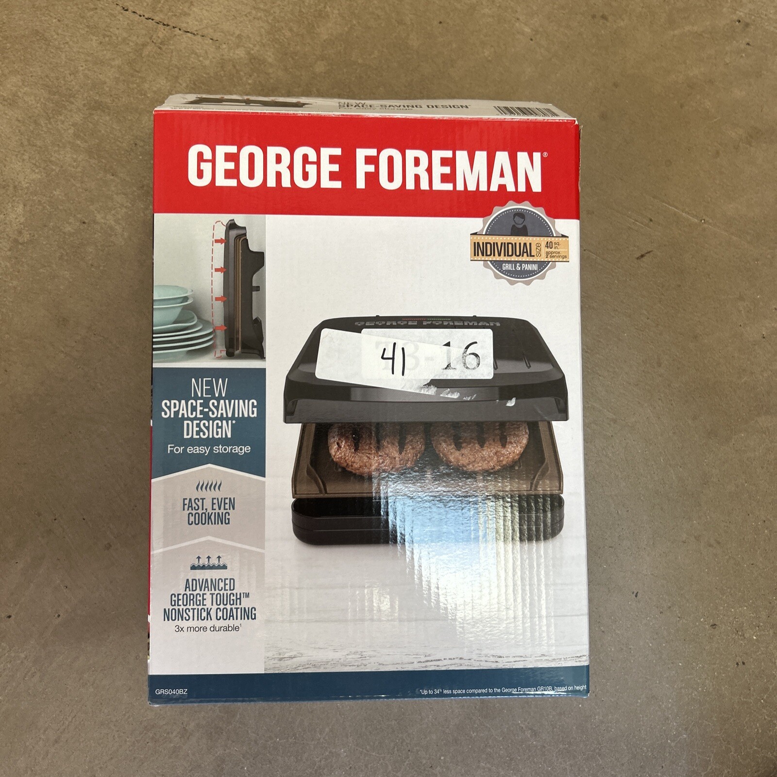 George Foreman Space-Saving Tough NonStick Compact Fast Electric Indoor Grill