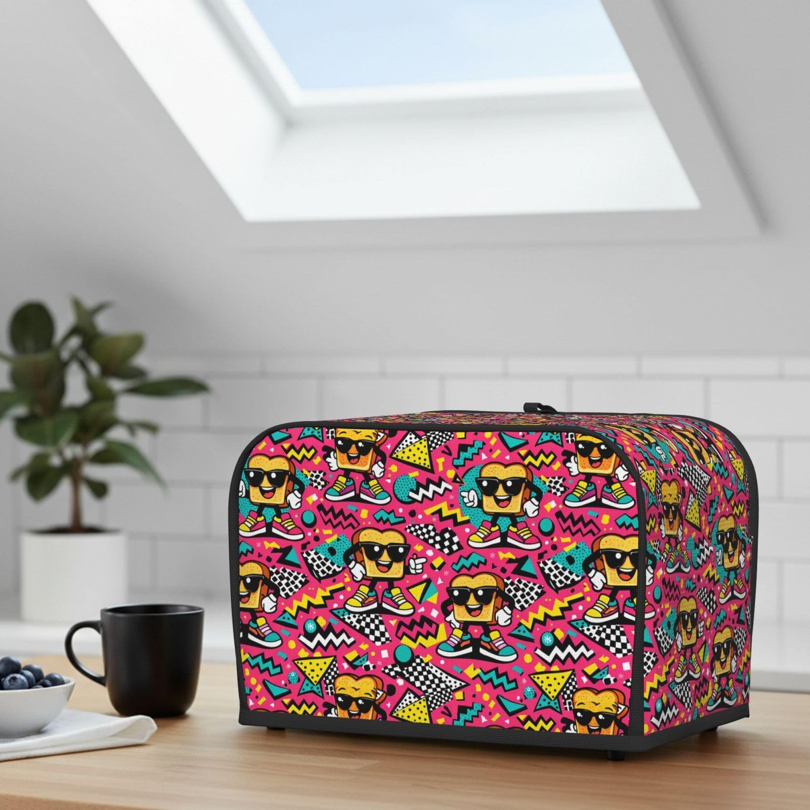 NeuKim 2 Slice Toaster Cover Retro 2 Slice, 90s Pop Art Toast Pattern