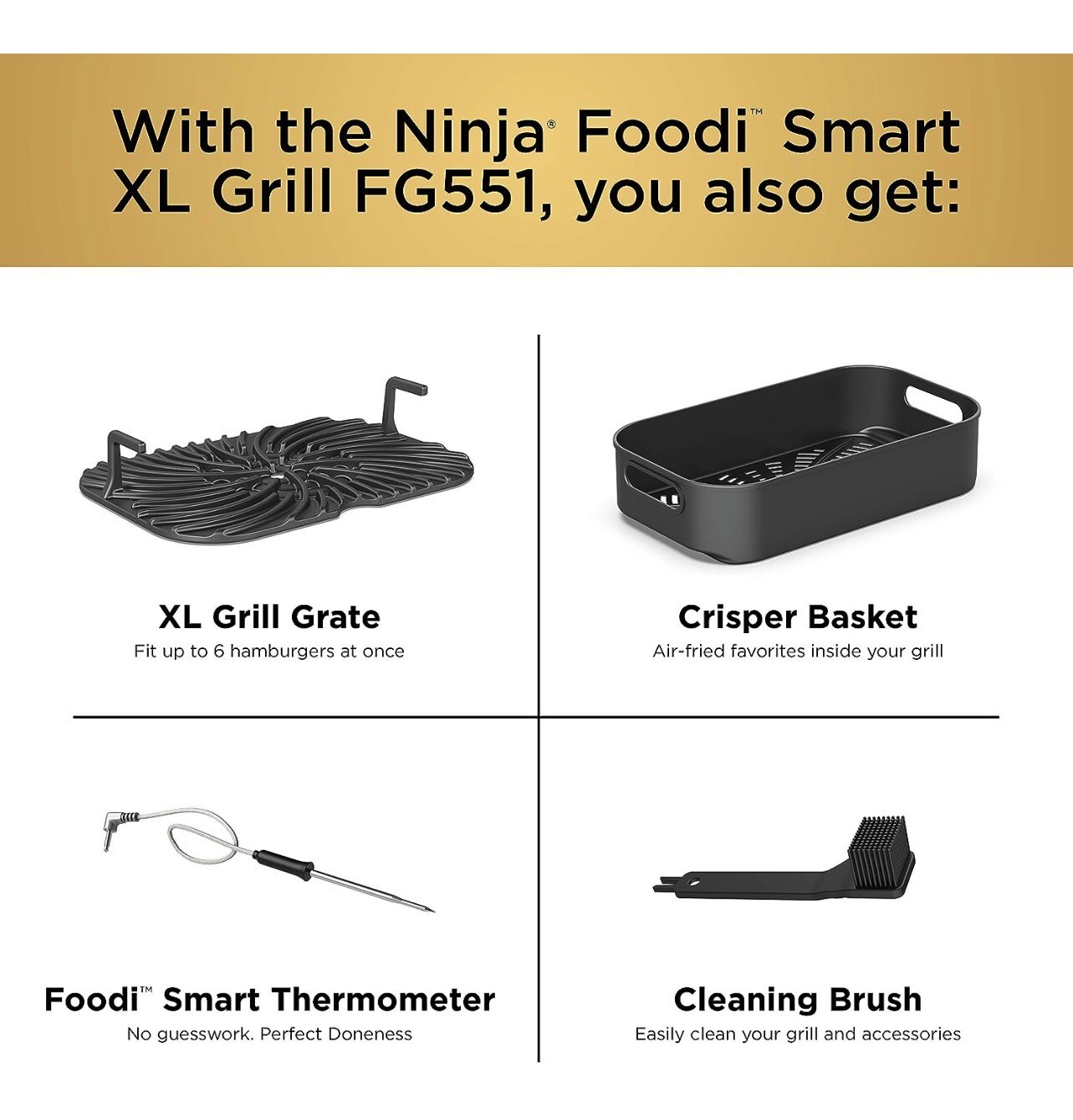Ninja Foodi FG551 Smart XL Indoor Grill – Black