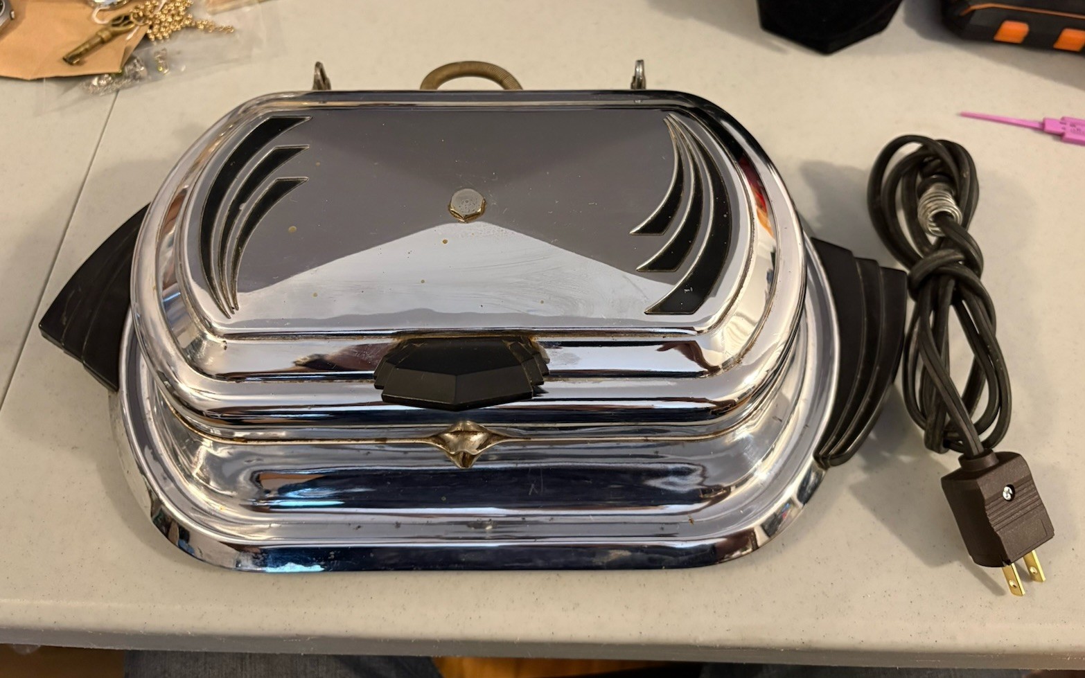 Vintage Samson Art Deco Chrome Sandwich Press Tested Made In USA MCM
