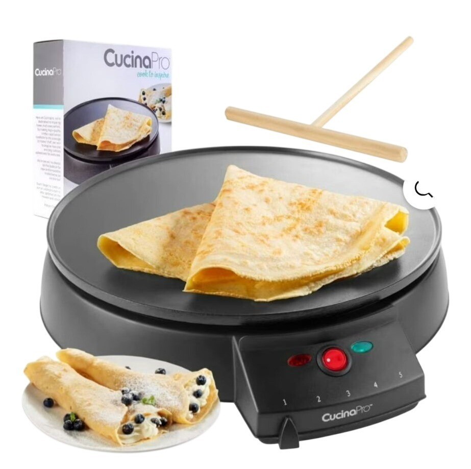 CucinaPro 12″ Electric Griddle & Crepe Maker with Batter Spreader