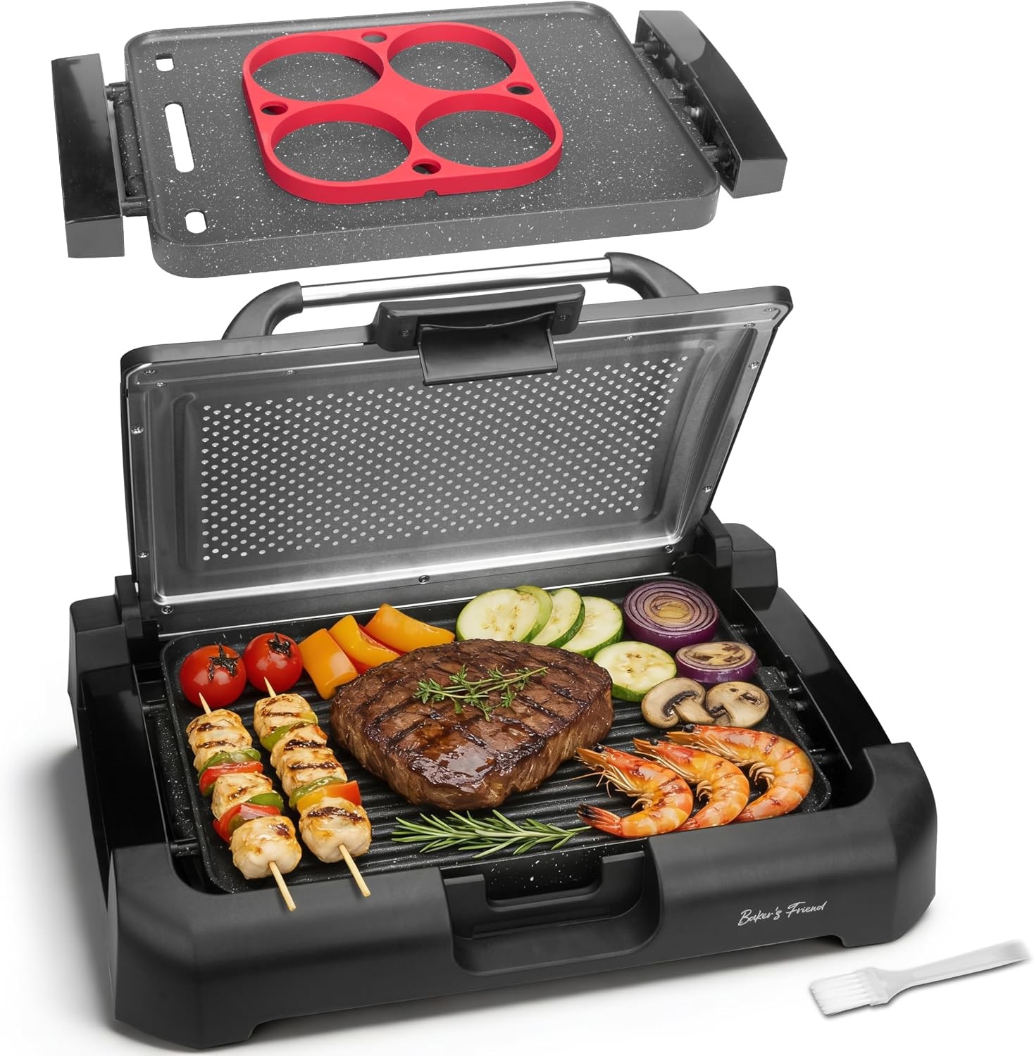 Indoor Searing Grill & Griddle, Electric Griddle with Removable Plate & Lid