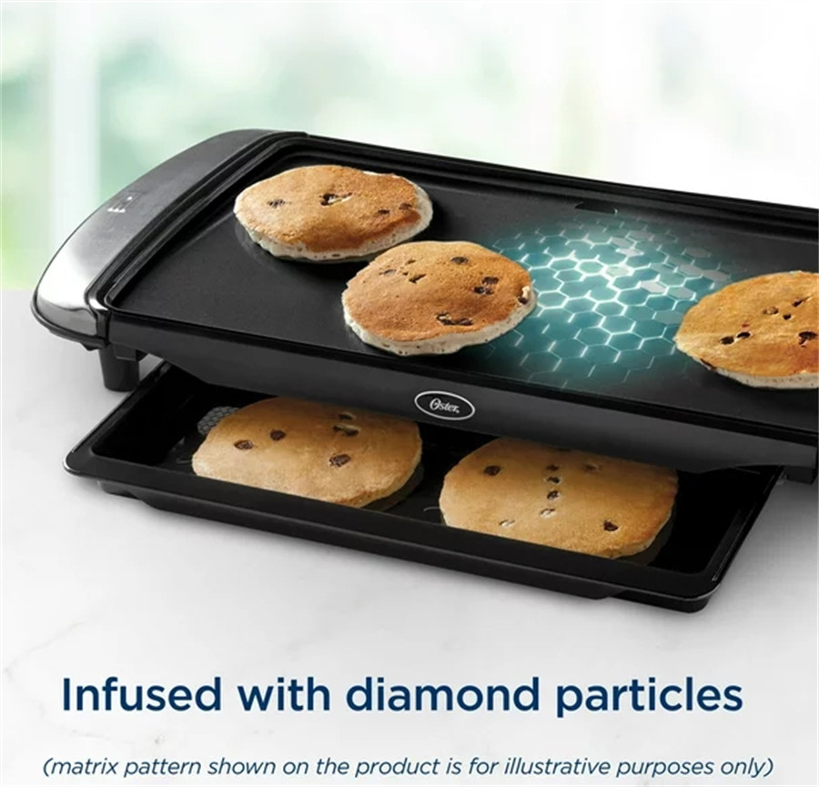 1X DiamondForce 10-inch x 20-inch Nonstick Electric Griddle with Warming Tray