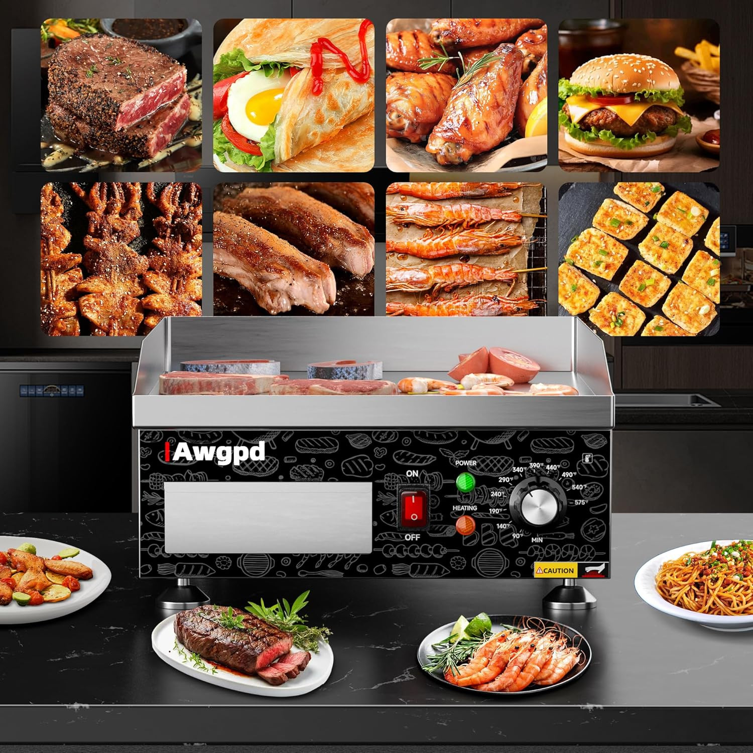 14″ Commercial Electric Griddle,Electric Countertop Flat Top Griddle,110V 1800W