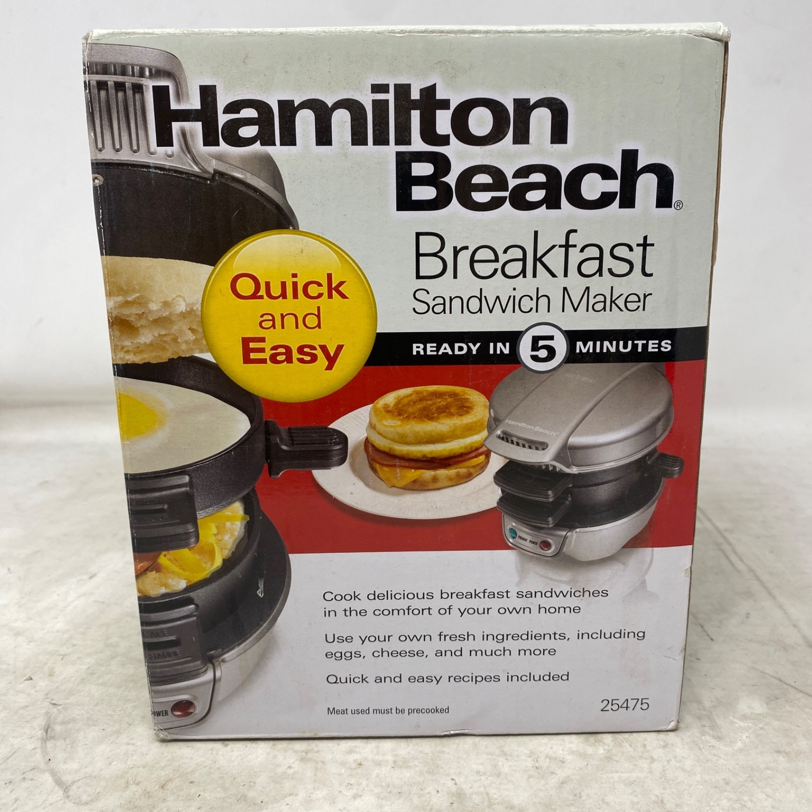 Hamilton Beach Breakfast Sandwich Maker 25478 Nonstick Griddle