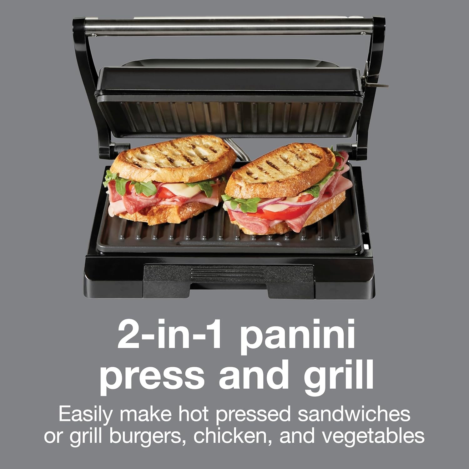Panini Press Sandwich Maker & Electric Indoor Grill Easy Clean PFAS-Free