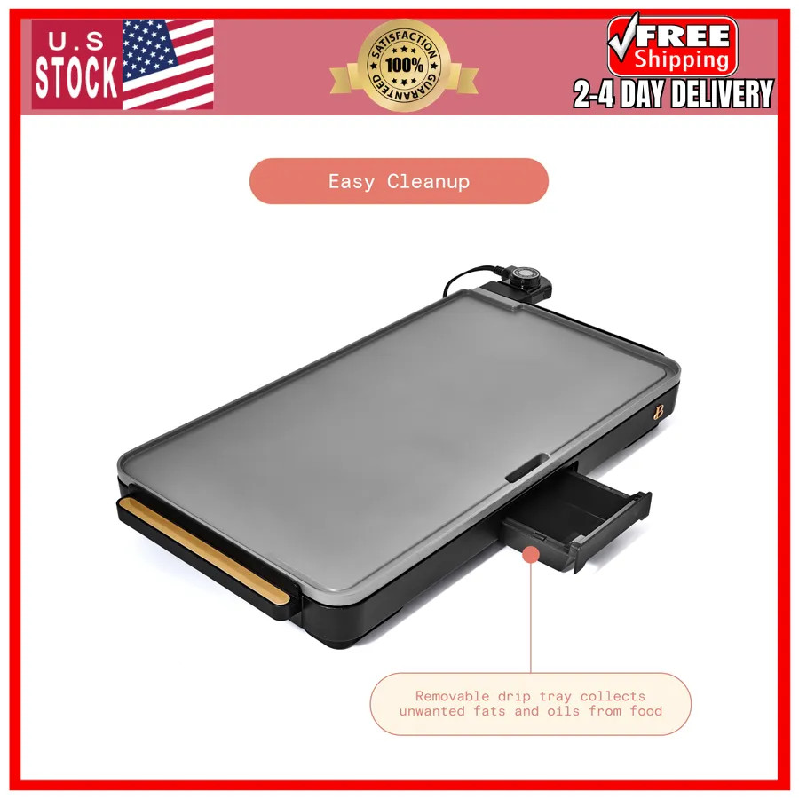 Beautiful Drew Barrymore XL Electric Griddle 12 x 22 Nonstick Black Sesame