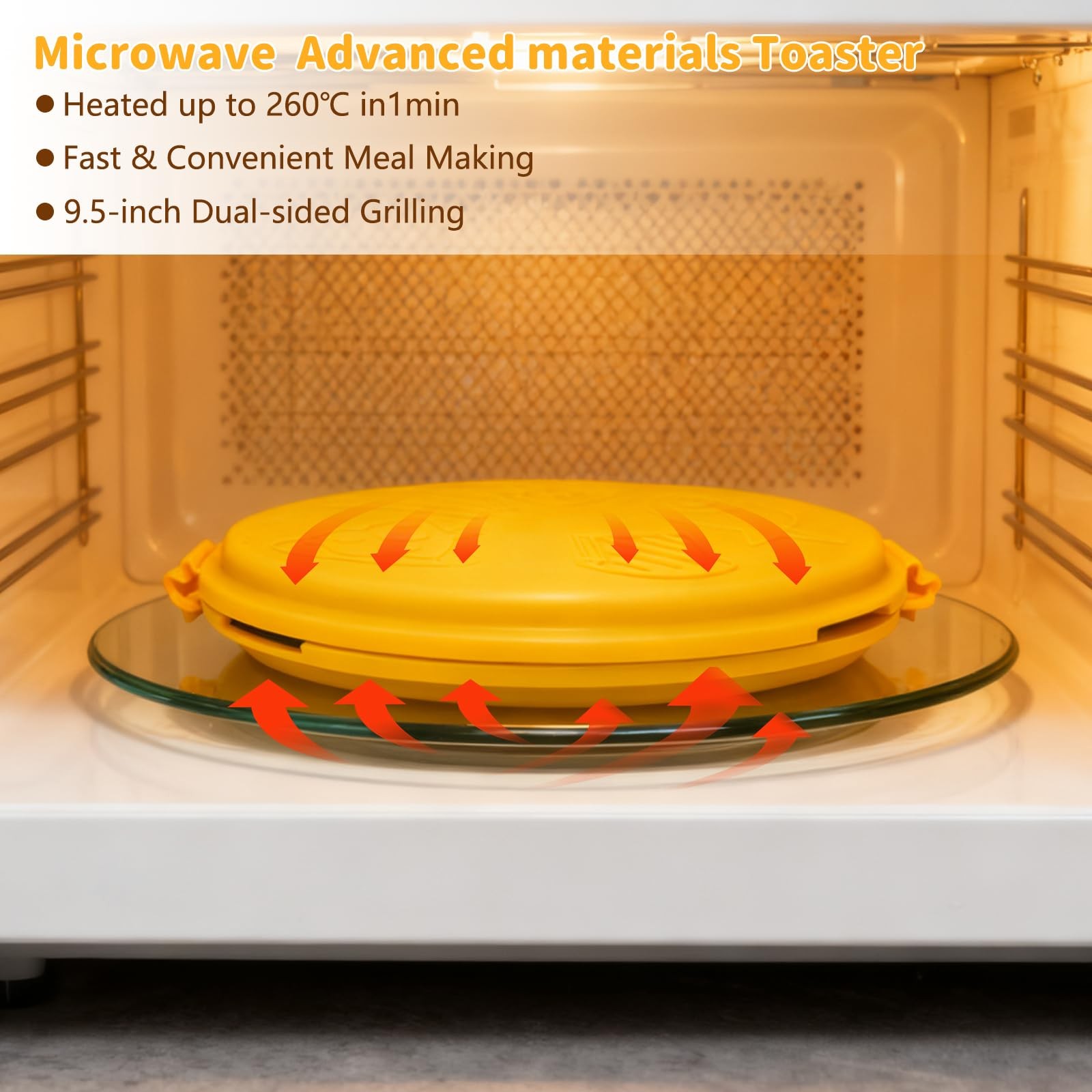 9.5″ Microwave Grill Pan & Crisper Tray – 5-in-1 Nonstick Sandwich Maker, Piz…