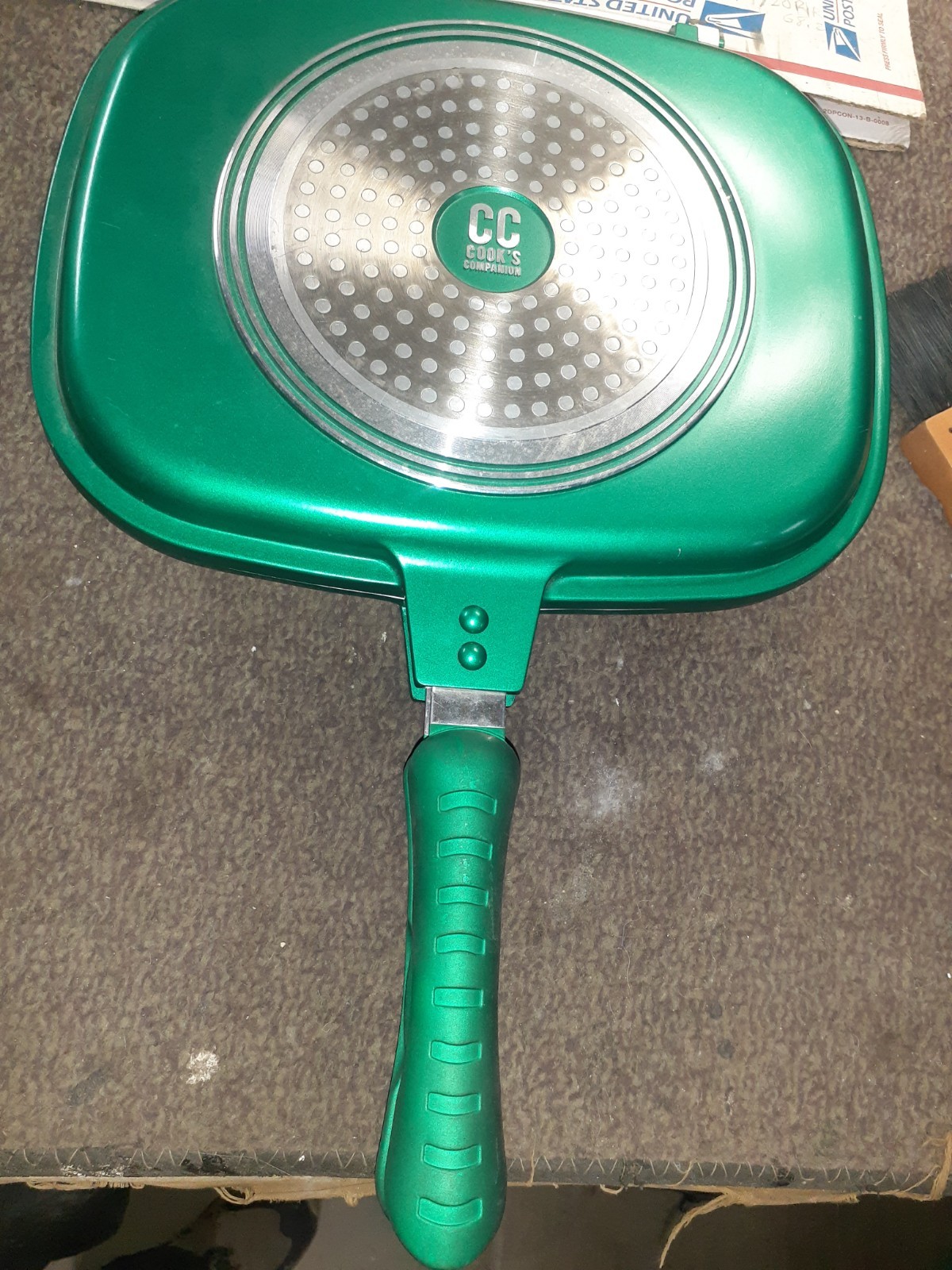 Cook’s Companion 2 in 1 Frying Grill Pan Green Magnetic Handle 12″x9.5