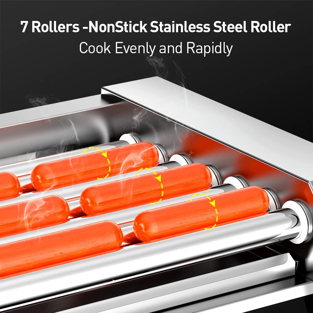 Leconchef Commercial Electric 7 Hot Dog Roller Grill Machine