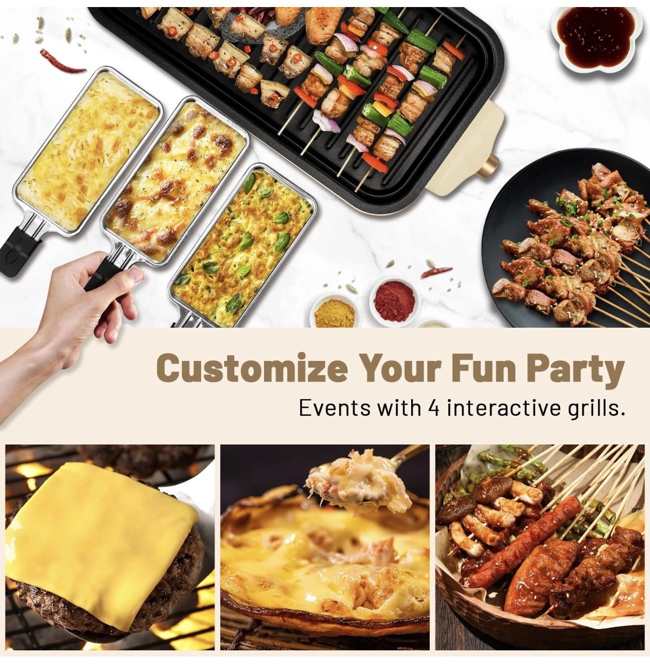 Electric Indoor Grill2 In 1 Indoor Grills For Kitchen With Grill Net & Nonstick