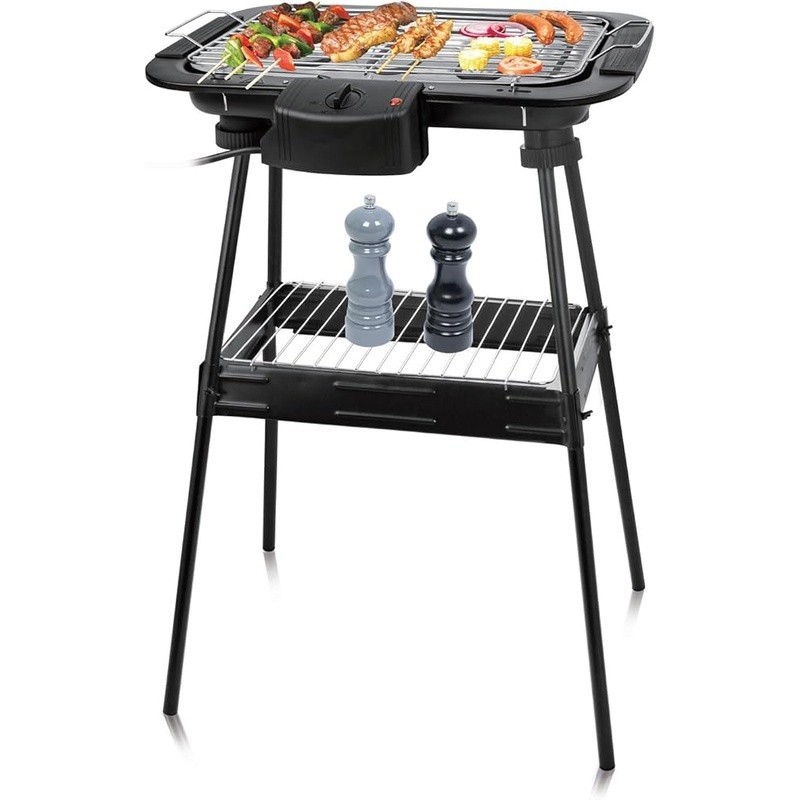 Smokeless Electric Grill Portable Indoor BBQ Non-Stick Grease Tray 2-in-1 Design