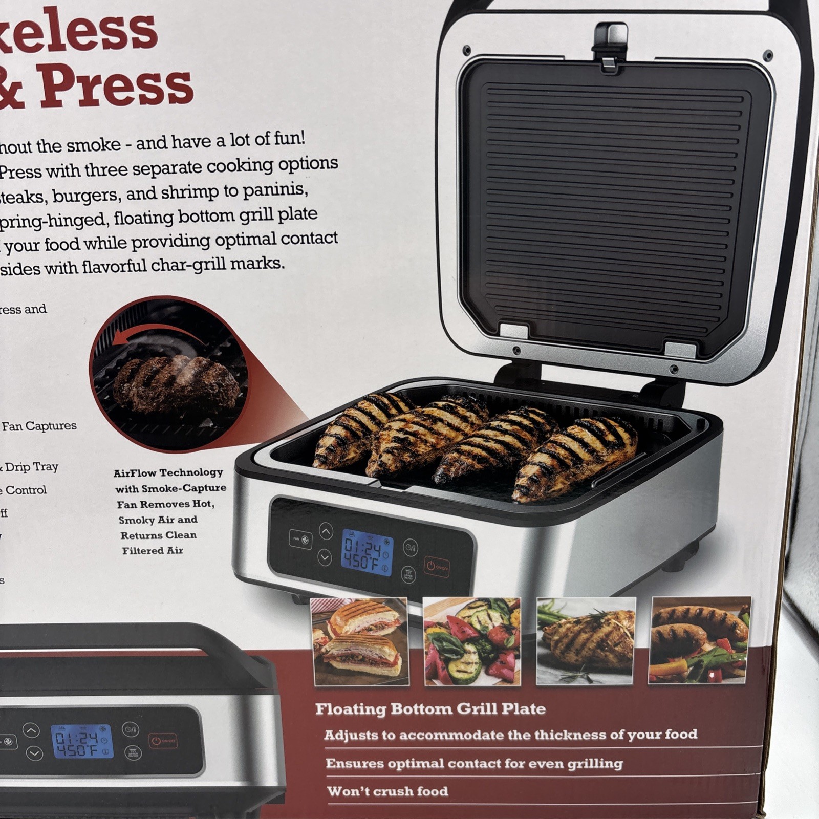 SHAQ 3-in-1 Smokeless Grill And Press Indoor Grill Brand New