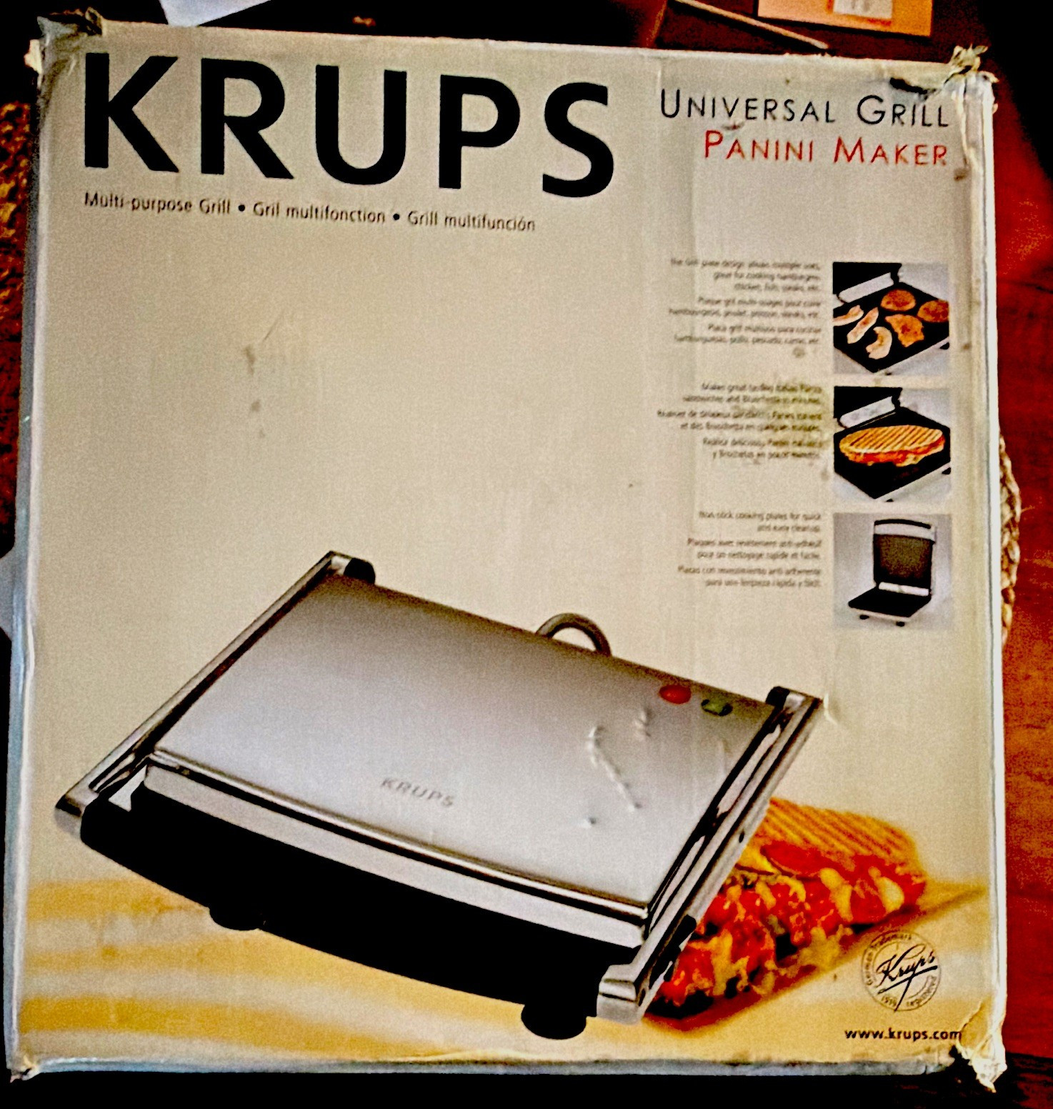 Krups Universal Grill Panini Maker FDE3, 1440W 120V Non-Stick, Silver