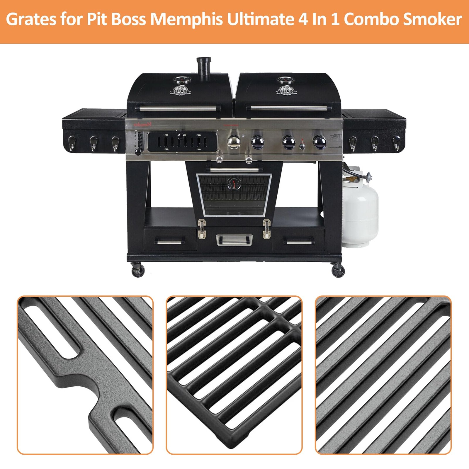 AJinTeby Grill Cooking Grates for Pit Boss Memphis For Boss, Black