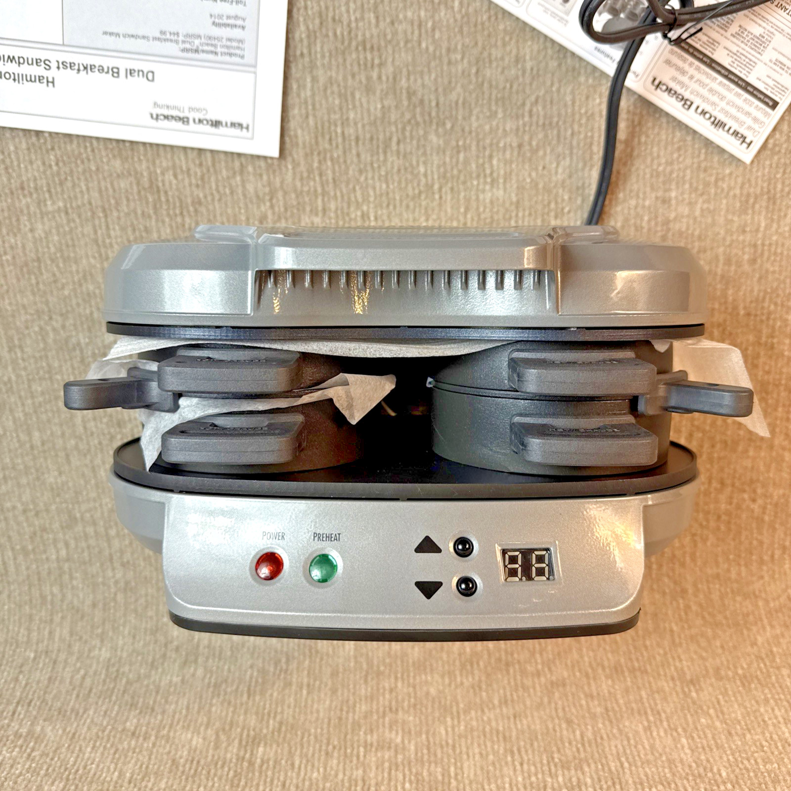 Hamilton Beach Home Electric Dual Breakfast Sandwich Maker Machine with Timer