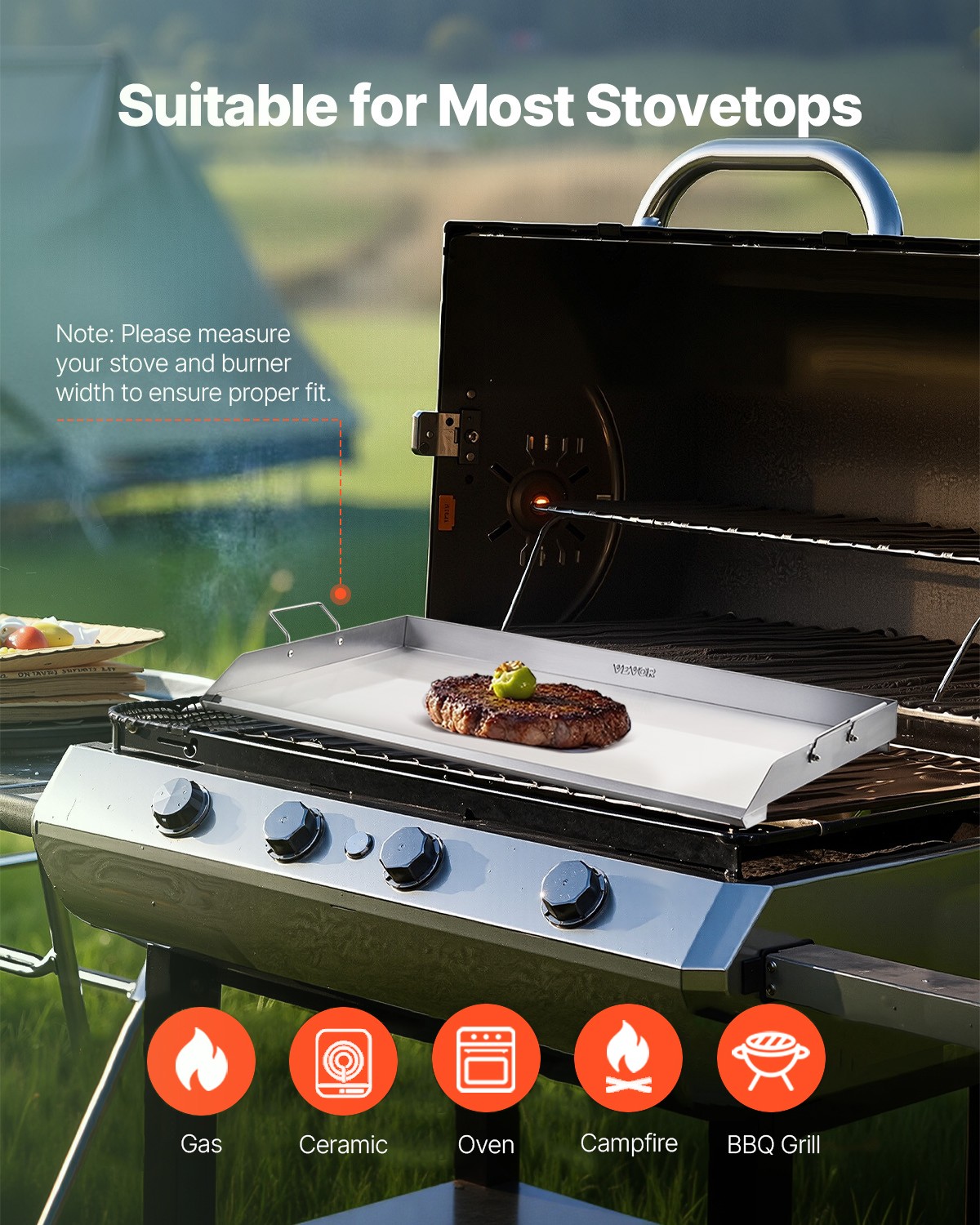 36″ x 22″ Stainless Steel Griddle Flat Top Grill For Triple BBQ Stove Heavy duty