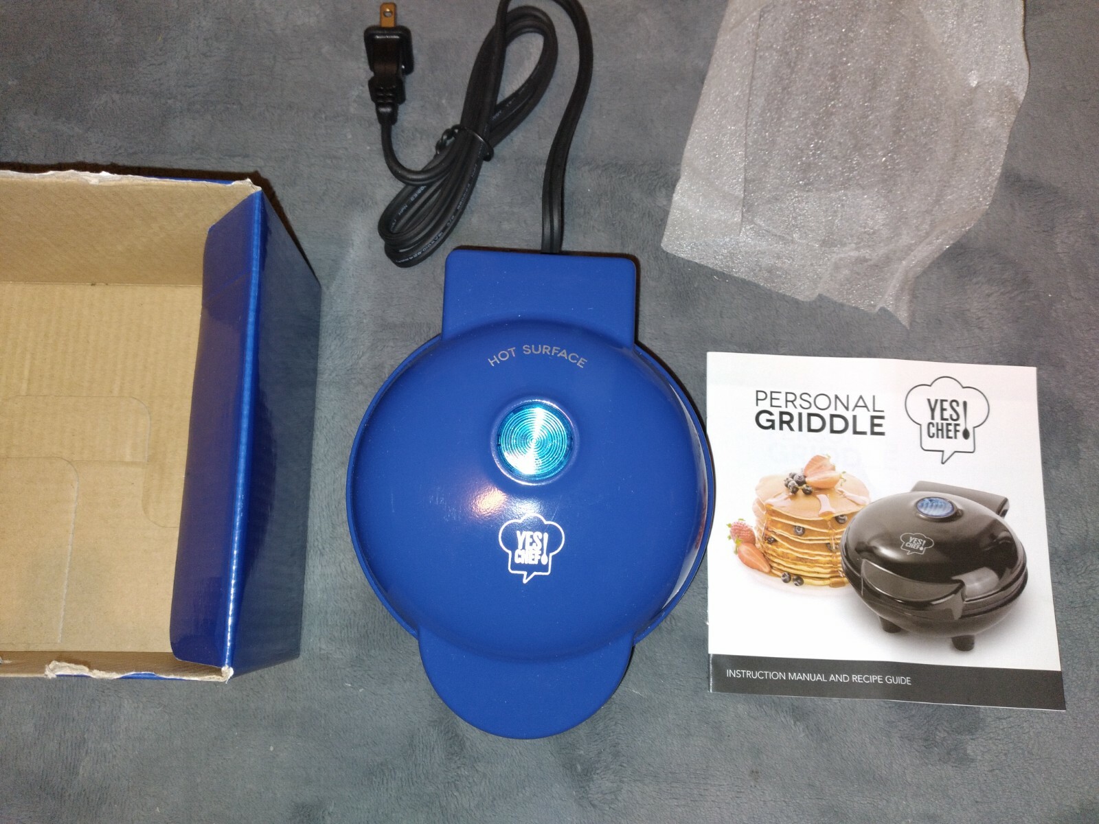 Yes! Chef Personal Small Single Serving Mini Blue Griddle With Recipe Booklet