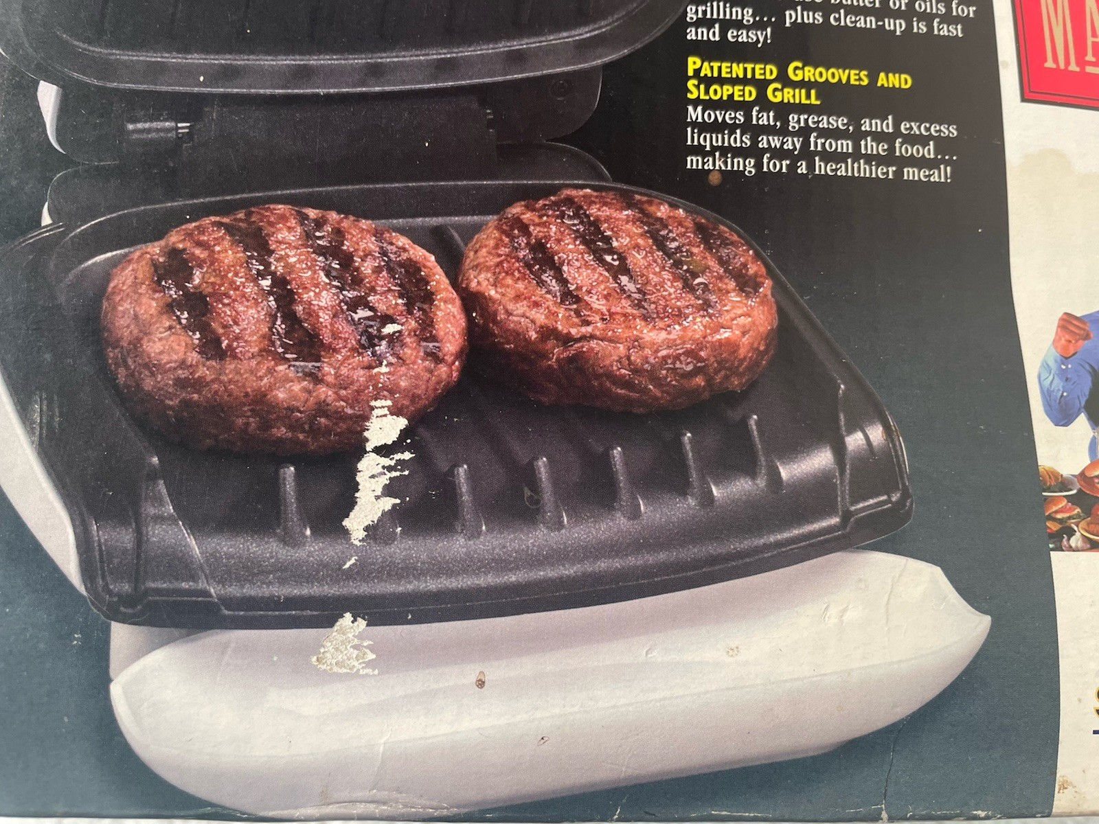NOS George Foreman Lean Mean Fat Reducing Grilling Machine GR10AWHT White Y2K!