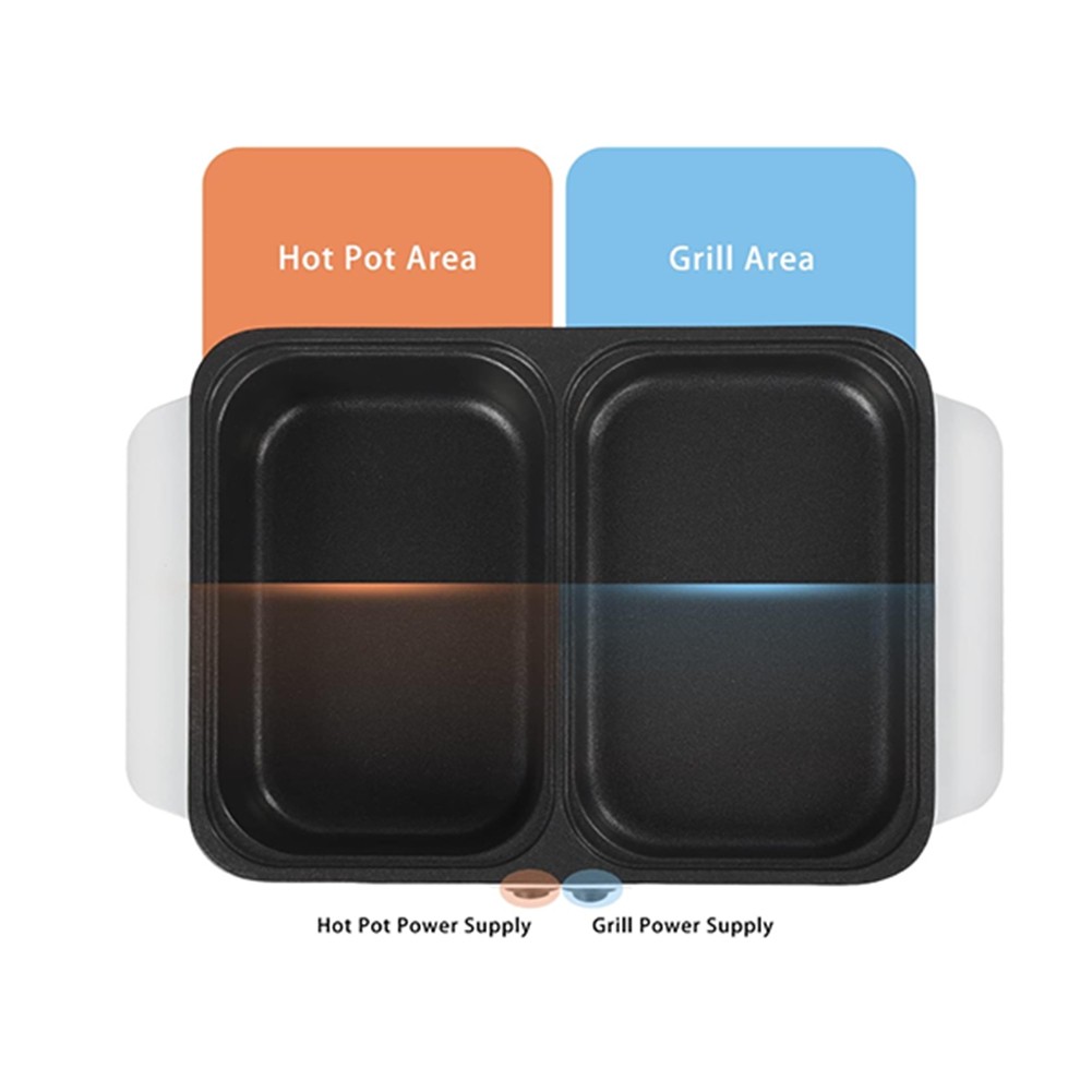 2-in-1 Indoor Non-Stick Electric Hot Pot and Frying Pan Portable Electric2951