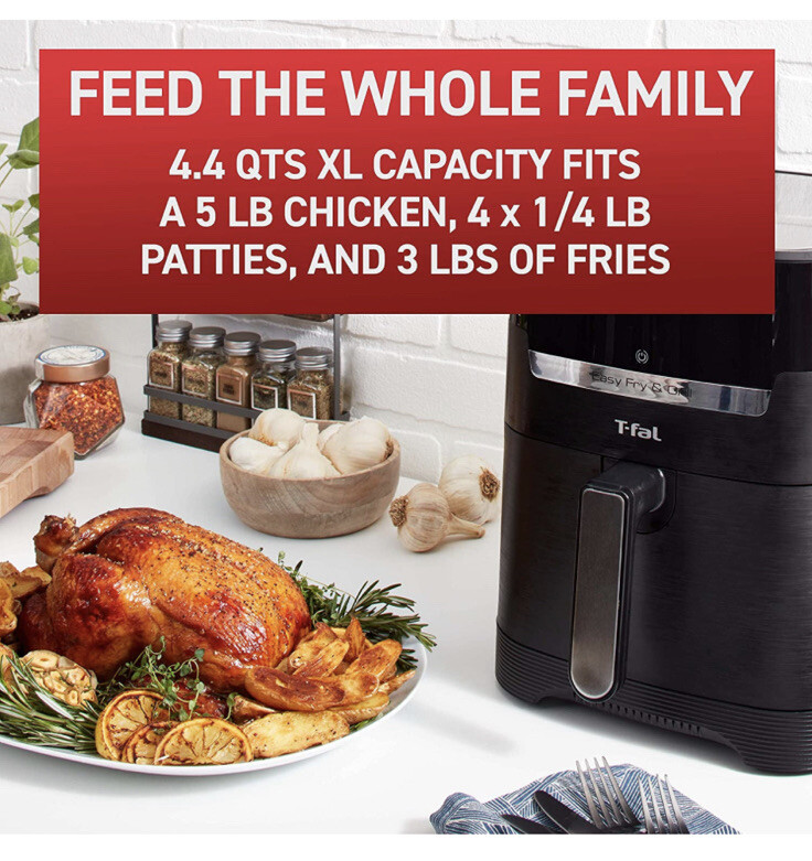 BRAND NEW T-fal Air Fryer & Grill Combo Digital, 2-in-1, 4.4 Qrt, Black