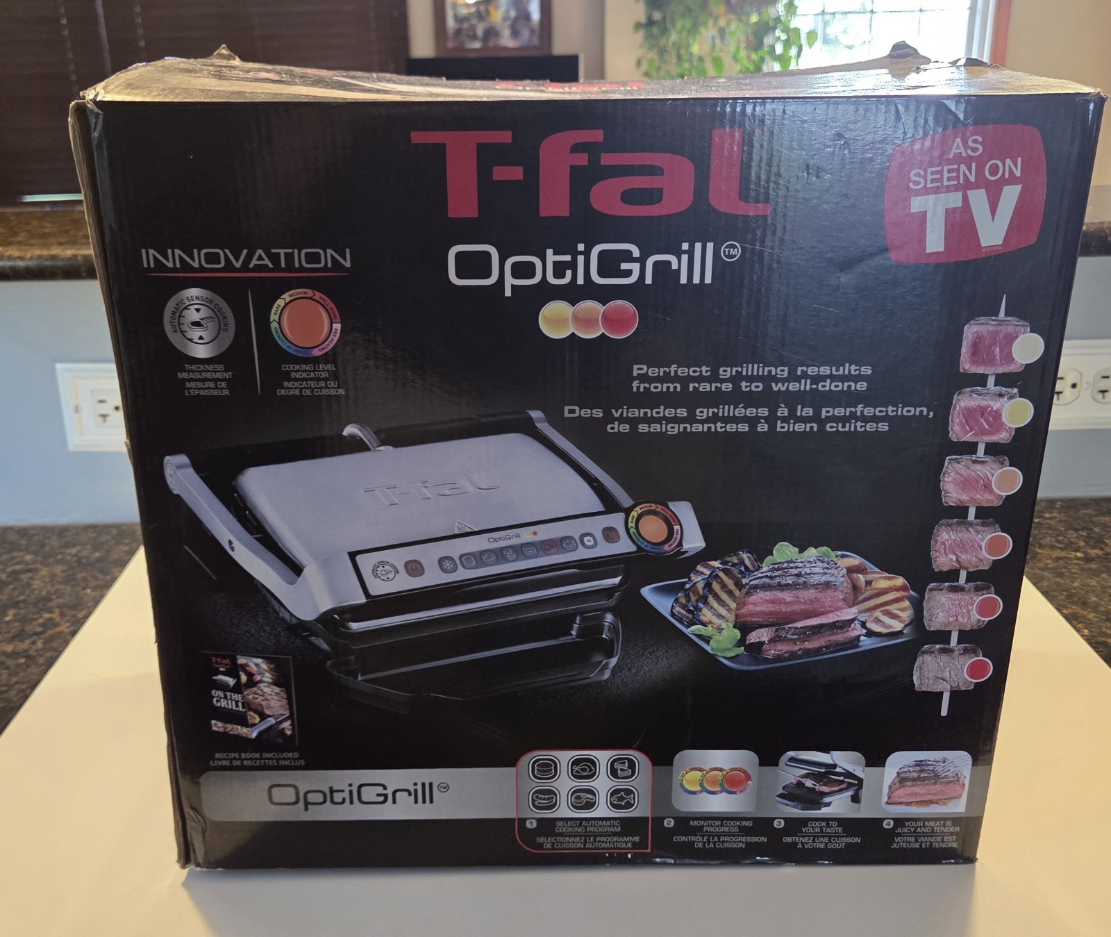 T-Fal OptiGrill 8351s1 Indoor Electric Grill Automatic Sensor Excellent Cond