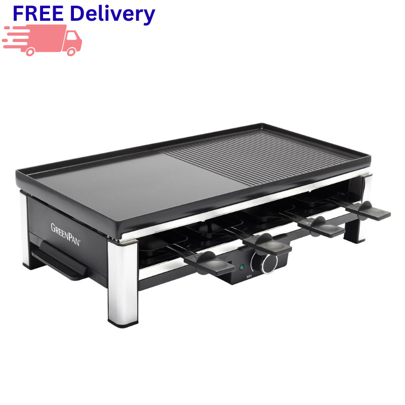GreenPan Ultimate Gourmet Electric Grill Griddle Raclette Ceramic Plate Tabletop