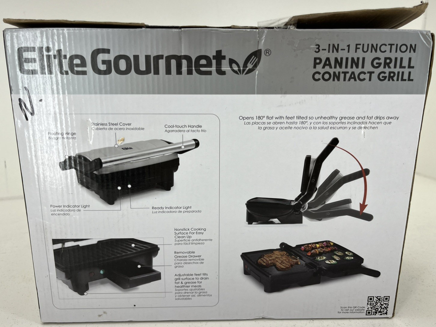 Elite Gourmet EPN-2976# 2-in-1 Nonstick Panini Press & Indoor Grill