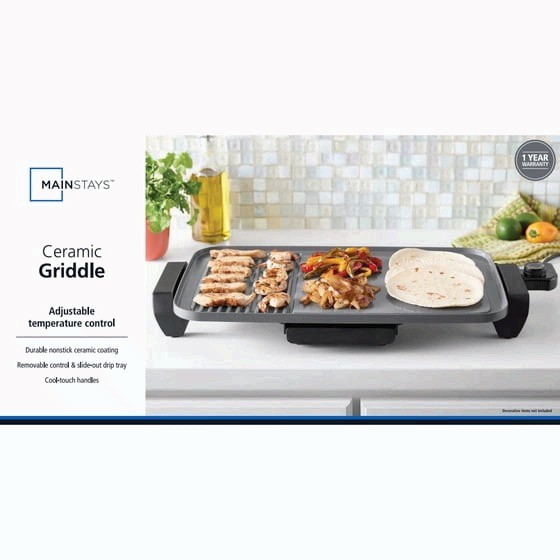 Mainstays 12×20 Electric Ceramic Griddle Nonstick 1500W Temperature Control
