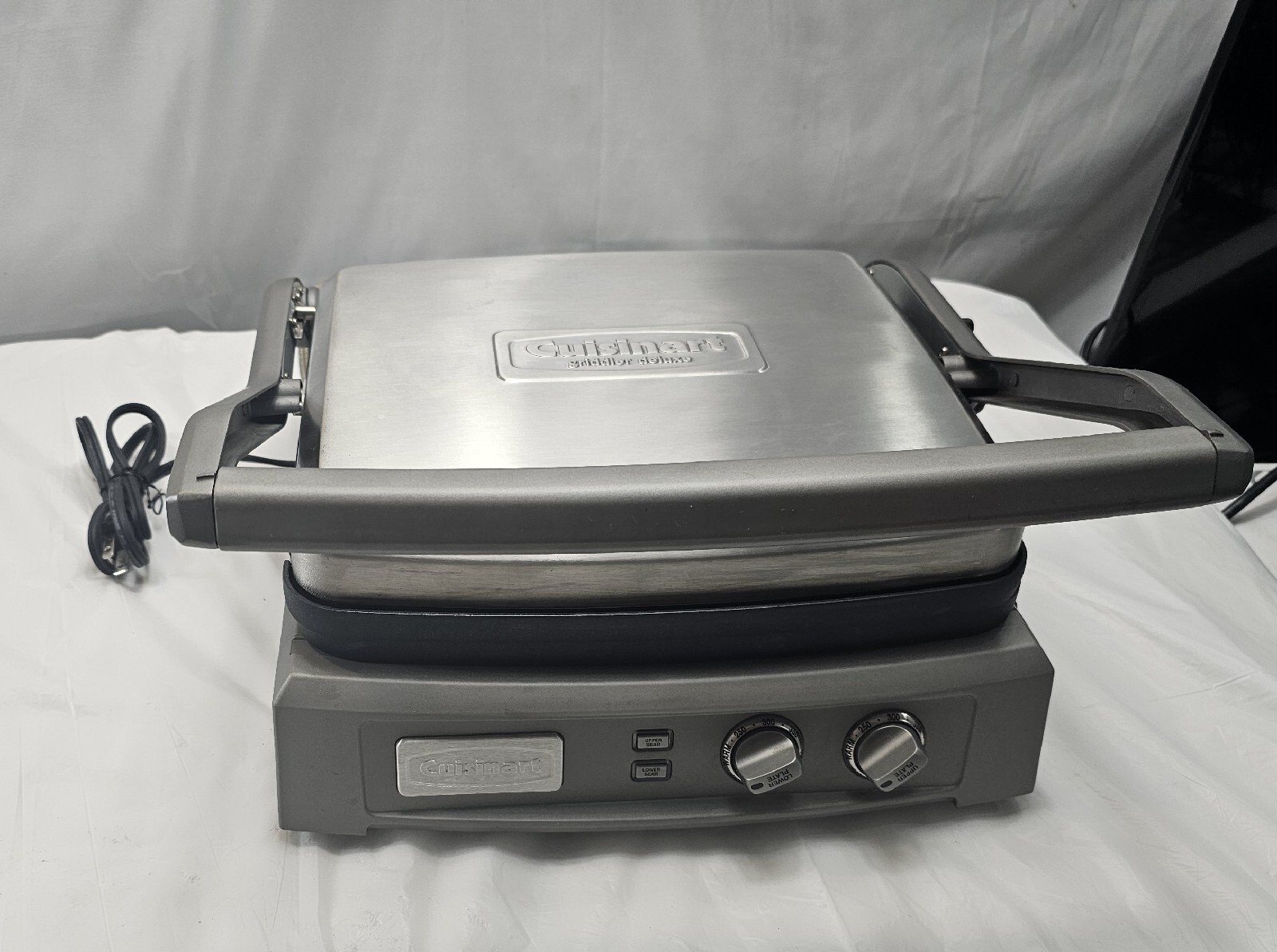 Cuisinart Griddler Deluxe GR-150 Double Griddle Plate Brushed Stainless W/ Pan