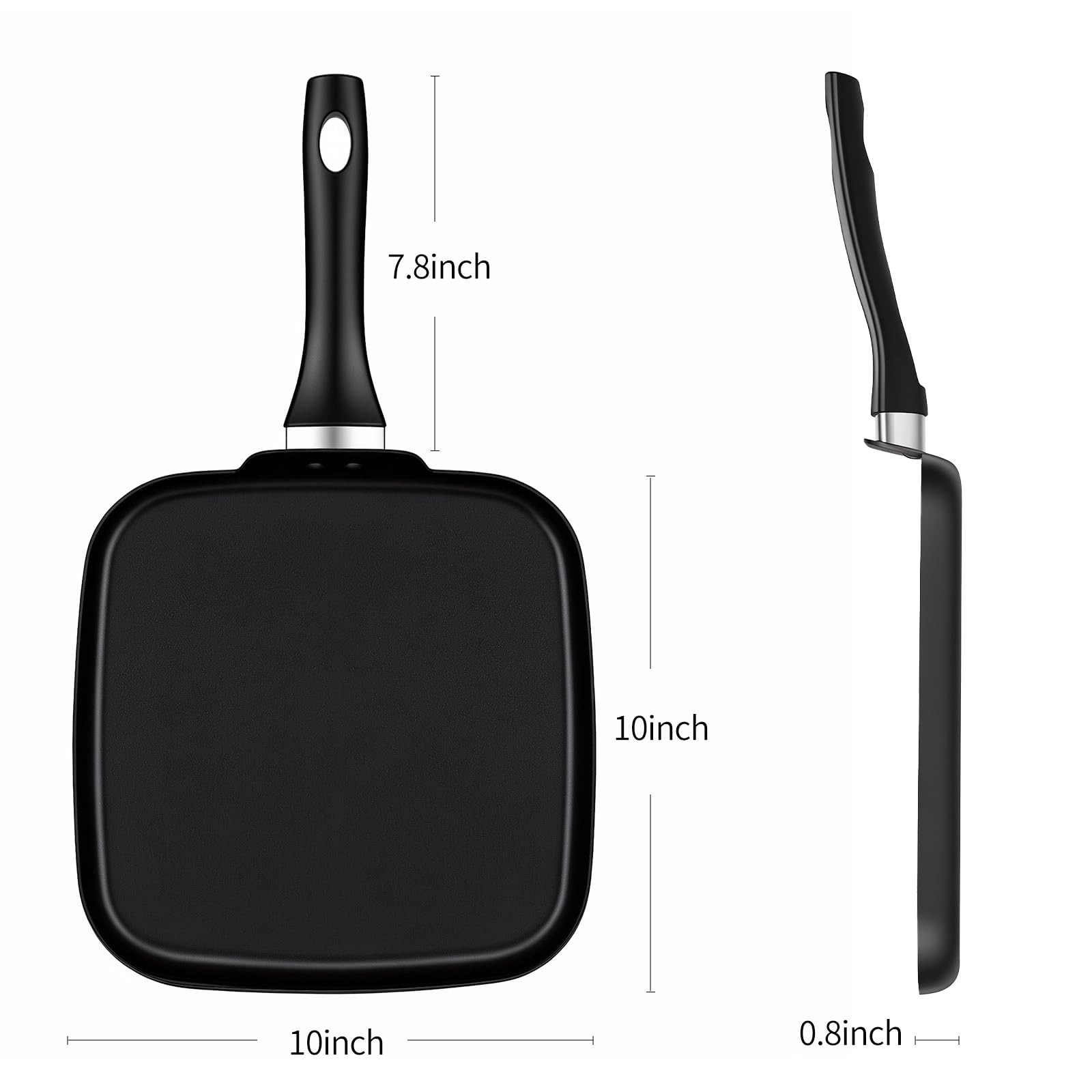 10″ Comales Para Tortillas De Acero Inoxidable Plancha Cuadrada Antiadherente US